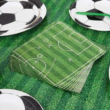 BLUE PANDA - Soccer Party Paper Napkins for Sports Birthday (6.5 x 6.5 In, 100 Pack)