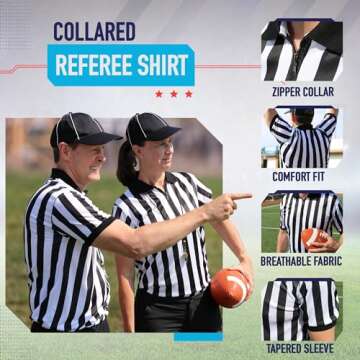 Murray Sporting Goods Men’s Referee Shirt Collared | Official Mens Ref Shirt Jersey Short Sleeve - Football Halloween Costume (X-Large)