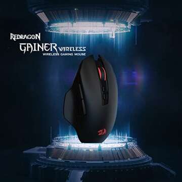 Redragon M656 Gainer Wireless Gaming Mouse, 4000 DPI 2.4Ghz Wireless Mouse w/ 5 DPI Levels, 7 Macro Buttons, Red LED Backlit & Pro Software/Drive Supported, for PC/Mac/Laptop