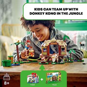 LEGO Super Mario Donkey Kong’s Tree House Expansion Set, Buildable Game with 2 Collectible Super Mario Figures Donkey Kong and Cranky Kong, Fun Birthday Gift for 8-10 Year Old Kids, 71424