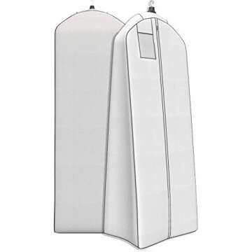 Your Bags Wedding Dress Garment Bag - Garment Bags for Travel & Hanging Clothes or Storage Preservation - 72" Wedding Dress Bag for Gowns Long with 20" Gusset for Puffy Bridal Gowns Cover -White/Grey