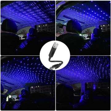 LEDCARE USB Projector Night Light, Portable Adjustable Star Roof Light Car Interior LED Romantic Atmosphere Star Projector for Cars Trucks Bedroom Party Decoration((Violet Blue)