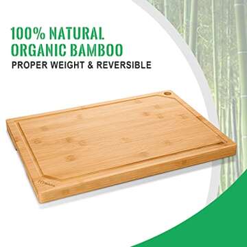 Bamboo Cutting Board with Juice Groove - 15"x10"