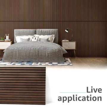 Art3d 2-Pack Acoustic Wood Slat Wall Panels for Interior Decor, 3D Fluted Sound Absorbing Wood Paneling for Accent Wall Ceiling Kitchen Living Room Bedroom Office, 47.2 x 23.6 inch Dark Walnut