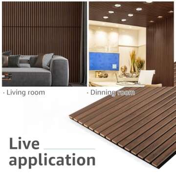 Art3d 2-Pack Acoustic Wood Slat Wall Panels for Interior Decor, 3D Fluted Sound Absorbing Wood Paneling for Accent Wall Ceiling Kitchen Living Room Bedroom Office, 47.2 x 23.6 inch Dark Walnut