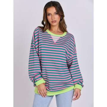 ANRABESS Oversized Striped Sweatshirt for Women - Trendy Fall 2024 Hoodies