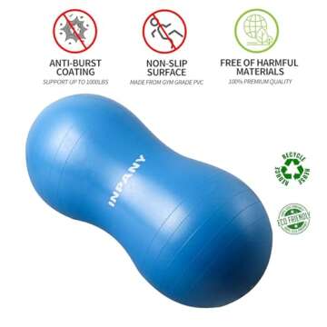 INPANY Peanut Ball - Anti Burst Exercise Ball for Labor Birthing, Physical Therapy for Kids, Core Strength, Flexible Seating, Home & Gym Fintness, Sensory Chair Wiggle Seat for Girls and Boys