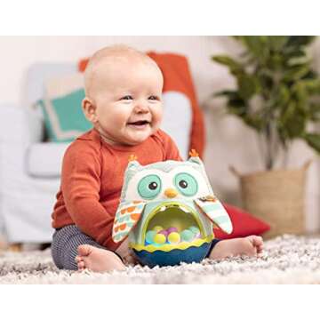 B. toys- B. baby- Owl Be Back- Baby Toy- Crawling- Tummy Time- Sensory & Musical Toy for Babies- Wobbling Toy with Colorful Balls – 6 Months