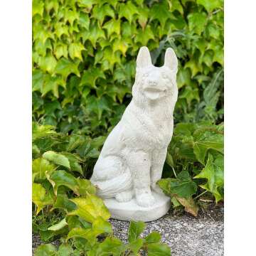 Personalized Concrete German Shepherd Memorial Statue - Custom Dog Garden Decor