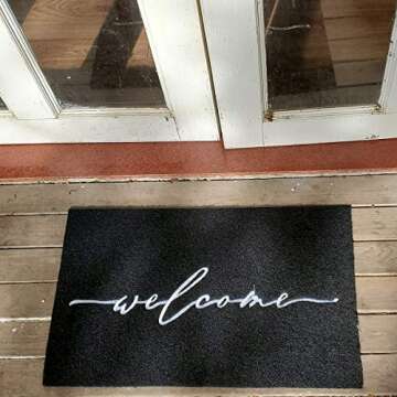 AAZZKANG Welcome Mat Door Mats Outdoor with Non Slip Rubber Backing Front Door Mat Easy to Clean Indoor Doormat for Entrance,High Traffic Areas,Patio Black