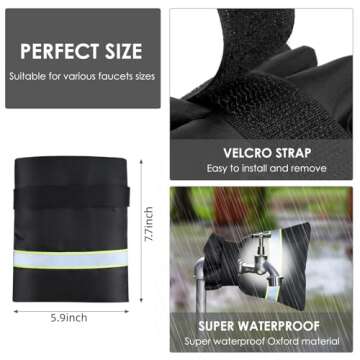 Faucet Cover for Winter Freeze Protection,Spigot Cover with Reflective Strips,Outside Faucet Cover for Cold Weather,Velcro Thickened Anti-Freeze Outdoor Faucet Socks,Reusable Hose Bib Covers (2PCS)