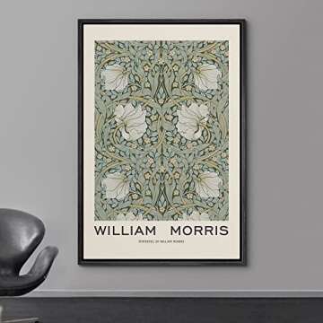 wall26 Framed Canvas Print Wall Art Pimpernel Flowers by William Morris Historic Cultural Illustrations Fine Art Traditional Scenic Colorful for Living Room, Bedroom, Office - 24"x36" Black