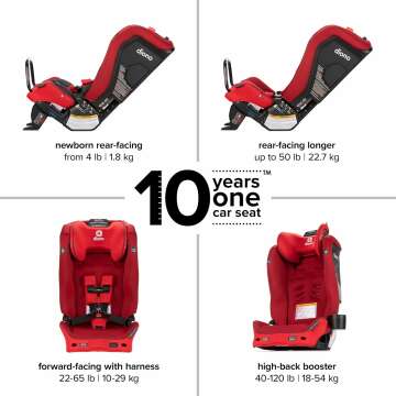 Diono Radian 3RXT SafePlus, 4-in-1 Convertible Car Seat, Rear and Forward Facing, SafePlus Engineering, 3 Stage Infant Protection, 10 Years 1 Car Seat, Slim Fit 3 Across, Red Cherry