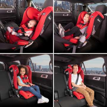 Diono Radian 3RXT SafePlus, 4-in-1 Convertible Car Seat, Rear and Forward Facing, SafePlus Engineering, 3 Stage Infant Protection, 10 Years 1 Car Seat, Slim Fit 3 Across, Red Cherry