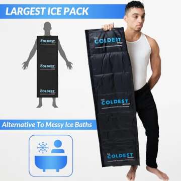 Coldest Extra Large Ice Pack for Back and Full Body - Cold Compress for Pain Relief, Ice Blanket for Sleeping or Ice Pad Physical Therapy - Folds Compact (53" x 13" - Full Body)