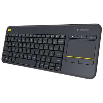 Logitech Wireless Touch Keyboard K400 Plus Keyboard with 3.5-inch Multi-Touch Touchpad, Quiet Keys, Wireless Keyboard up to 33 ft. Plug-and-Play (Renewed)