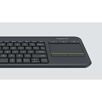 Logitech Wireless Touch Keyboard K400 Plus Keyboard with 3.5-inch Multi-Touch Touchpad, Quiet Keys, Wireless Keyboard up to 33 ft. Plug-and-Play (Renewed)