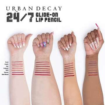 URBAN DECAY 24/7 Glide-On Waterproof Lip Pencil (Peyote - Metallic Dusty Mauve Rose), Smudge-Proof, Longwearing Lip Liner, Smooth & Creamy Colors, Moisturizing Formula with Vitamin E - 0.04 oz