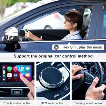 Wireless CarPlay Adapter for Apple Devices, Converts Wired to Wireless Carplay Dongle Wireless Control for iPhone iOS 10+ for Cars 2015+ Black