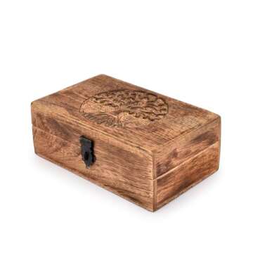 Handmade Mango Wood Tree of Life Keepsake Box