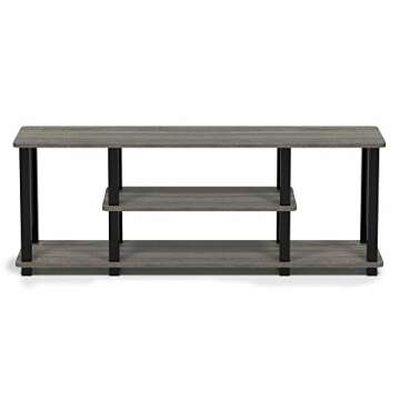 Furinno Turn-N-Tube No Tools 3D 3-Tier Entertainment TV Stand up to 50 inch TV, Square Tubes, French Oak Grey/Black