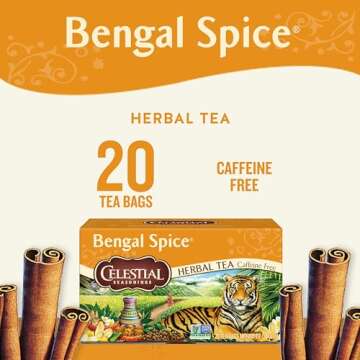 Celestial Seasonings Bengal Spice Herbal Tea, Caffeine Free, 20 Tea Bags Box, (Pack of 6)