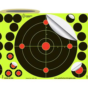 Splatterburst Targets - Roll of (100) 8 Inch Stick & Splatter Self Adhesive Shooting Target Stickers - Gun - Rifle - Pistol - Airsoft - BB Gun - Pellet Gun - Air Rifle - Made in USA