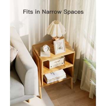 Pipishell Bamboo Stackable End Tables Set of 2