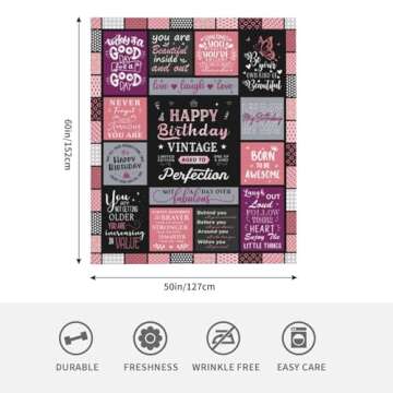 Birthday Gifts for Women, Gifts for Women Birthday Unique, Birthday Gifts for Her, Women Birthday Gift Ideas Throw Blankets 60" x 50", Happy Birthday Gifts for Female/Friend/Sister/Bestie/Mom/Grandma