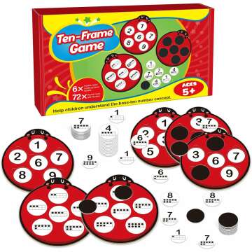 Number Games for Kids Toddlers,Ten Frame Set,Math Games,Math Manipulative,Addition & Subtraction Flash Cards,Ladybug Counting Toys,Matching Board Games,Preschool Classroom Must Haves