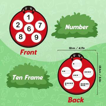 Number Games for Kids Toddlers,Ten Frame Set,Math Games,Math Manipulative,Addition & Subtraction Flash Cards,Ladybug Counting Toys,Matching Board Games,Preschool Classroom Must Haves