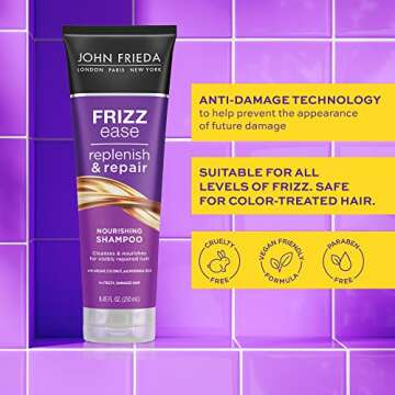 John Frieda Anti Frizz Shampoo With Argan and Coconut Oil for Damage, free from Paraben, Phthalate and Cruelty , Vegan Friendly 8.45 Oz Bottle