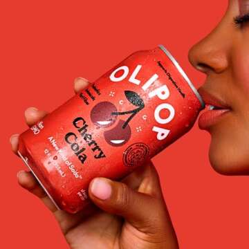 OLIPOP Prebiotic Soda Pop, Cherry Cola, Pantry Pack Packed with Prebiotics, Fiber, and Botanicals, Gluten Free, Vegan, GMO Free, 12oz (12-Cans)