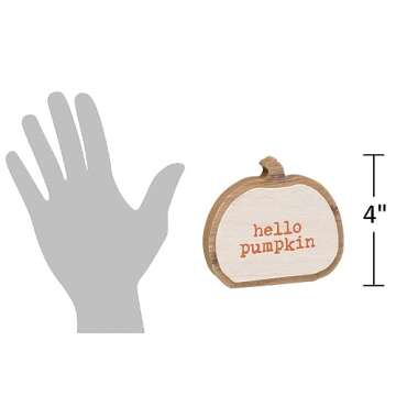 Collins Painting "Hello Pumpkin" 3D Pumpkin Wood Sign - Wooden Tabletop Fall Signs - Rustic Fall Home Décor for Autumn