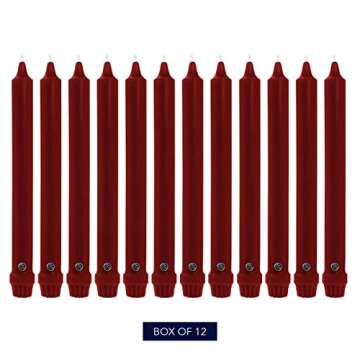 Colonial Candle NCC10.1620 Traditional Cranberry Taper Candles, 10", Maroon, Burgundy, Red