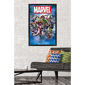 Trends International Marvel Comics - Group Shot Wall Poster, 22.375" x 34", Black Framed Version