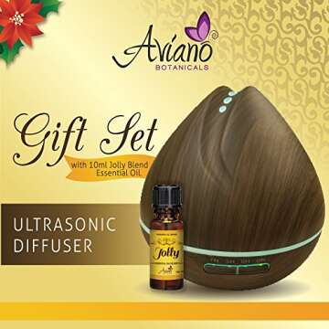 Aviano Ultrasonic Essential Oil Diffuser & Humidifier Diffuser Combo, Essential Oils Diffusers for Home & Work, Uplifting Aroma Oil Included, Ideal for Aromatherapy