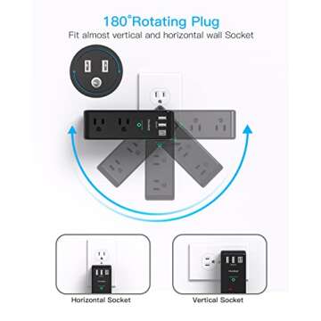 Surge Protector Outlet Extender with USB Ports