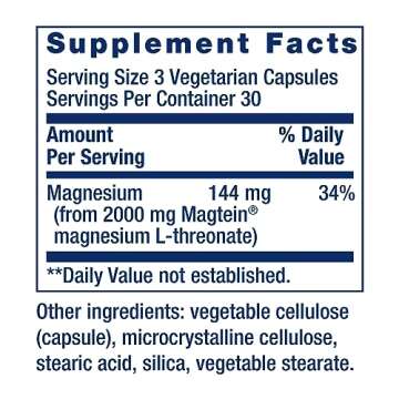 Life Extension Neuro-mag Magnesium L-threonate, Magtein, Magnesium Supplement, Brain Health, Memory & Attention, Gluten Free, Vegetarian, Non-GMO, 90 Vegetarian Capsules