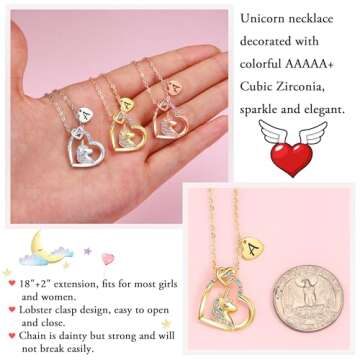 Unicorn Necklace - 14K Gold Plated Heart Pendant