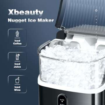 Nugget Ice Maker Up to 35lbs of Ice a Day with Self-Cleaning,Removable Ice Basket&Scoop, Black