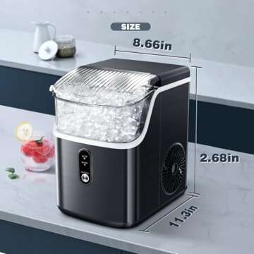 Nugget Ice Maker Up to 35lbs of Ice a Day with Self-Cleaning,Removable Ice Basket&Scoop, Black