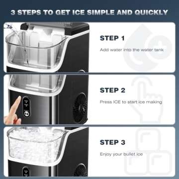 Nugget Ice Maker Up to 35lbs of Ice a Day with Self-Cleaning,Removable Ice Basket&Scoop, Black