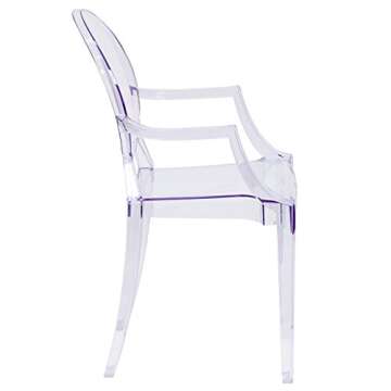 EMMA + OLIVER Oval Back Ghost Chair with Arms in Transparent Crystal