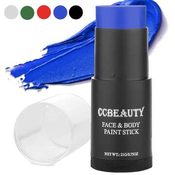 CCBeauty Professional Blue Face Body Paint Stick Makeup, Cream Blendable Dark Blue Eye Black Sticks, Grease Foundation Painting Pen, Non-Toxic for Halloween SFX Special Effects Cosplay Costume Parties, Blue