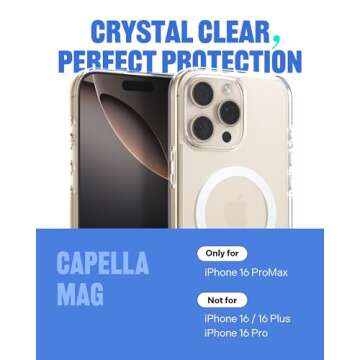 Caseology Capella Mag for iPhone 16 Pro Max Case [Ultra-Clear Anti-Yellowing Compatible with Magsafe] Military Grade Drop Tested (2024) - Clear White