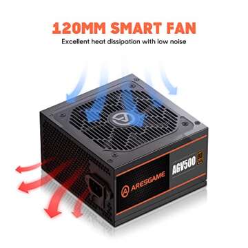 ARESGAME 500W Power Supply - Bronze Certified, 5yr Warranty