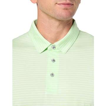 PGA TOUR Men's Feeder Stripe Short Sleeve Golf Polo Shirt, Patina Green