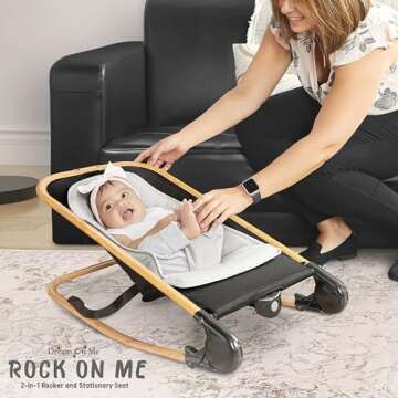 Dream on Me Rock With Me 2-in-1 Baby Rocker and Stationary Seat, Baby Rocker Seat for Infant with Removable Toy Bar, Baby Rocker Chair with Soothing Music & Vibration, 0-6 Months, Upto 20 Lbs