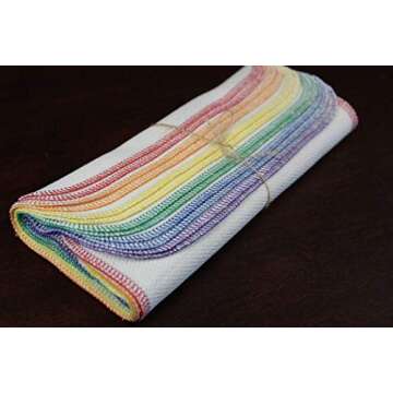 Rainbow Colored Paperless Towels - One Dozen Eco Friendly Birdseye Cotton Sustainable Reusable Paper Towels, zero waste kitchen products Made in the USA (Natural Off White)